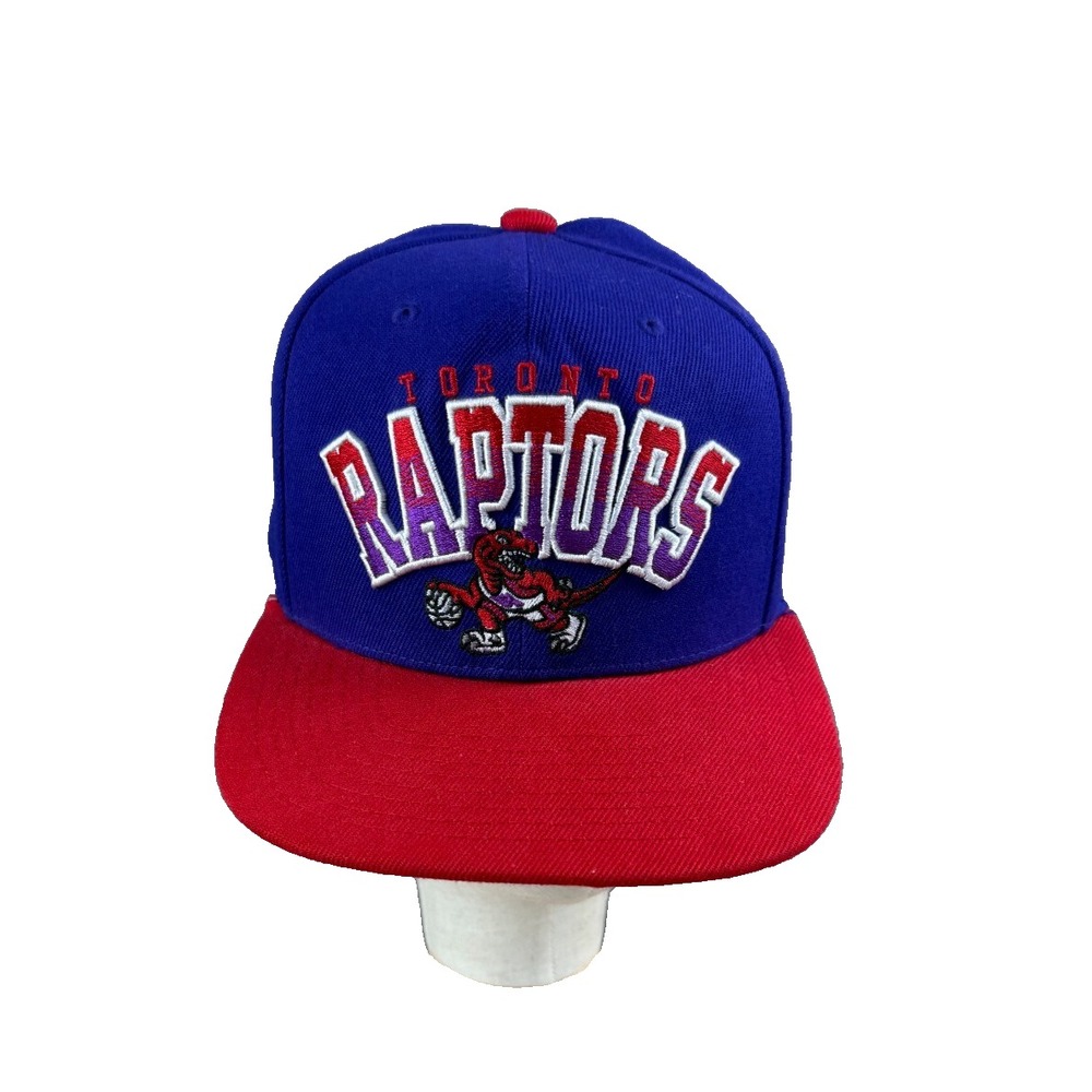 Mitchell & Ness Toronto Raptors Vintage Dino Logo Snapback Hat Blue Red NBA